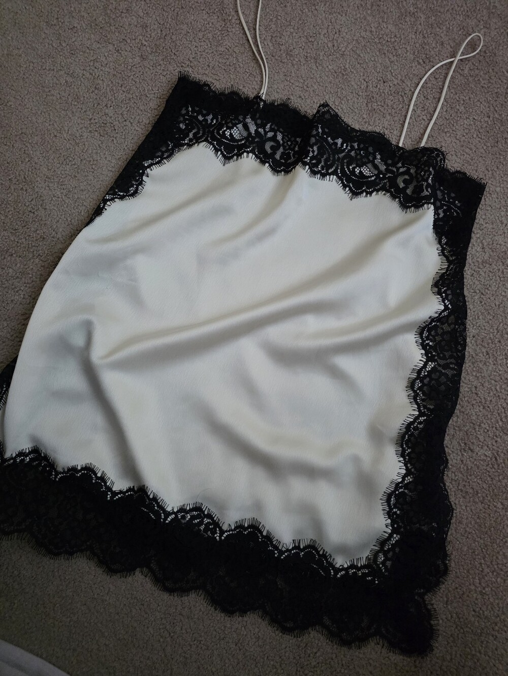 Zara NWT Satin Lace Top in Cream Black Size M - Picture 16 of 16